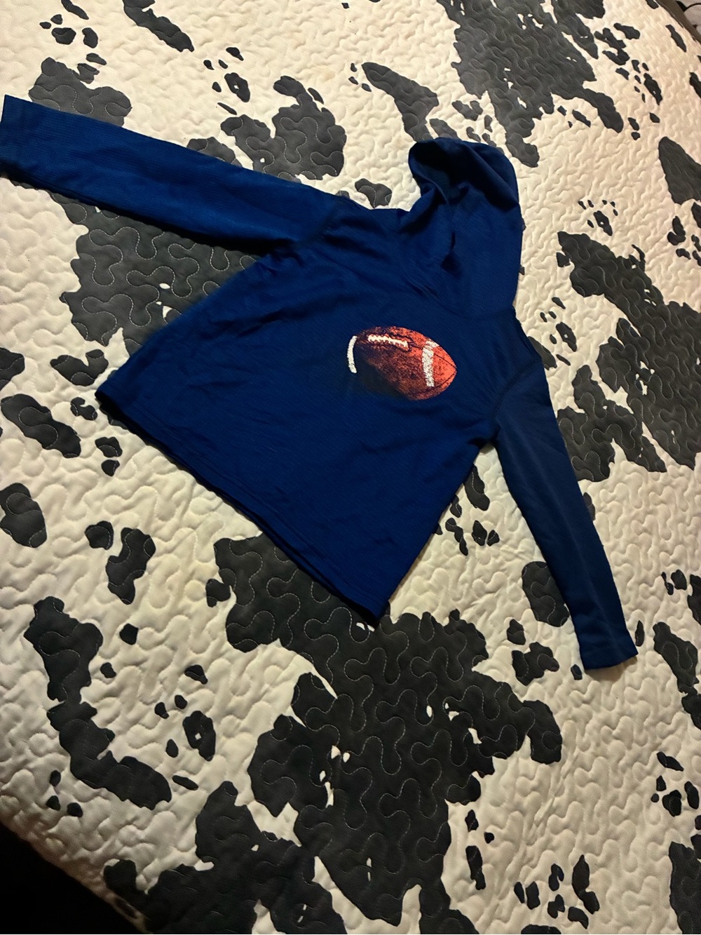 Energy Zone Blue Hooded Long-Sleeve Tee with Football Graphic